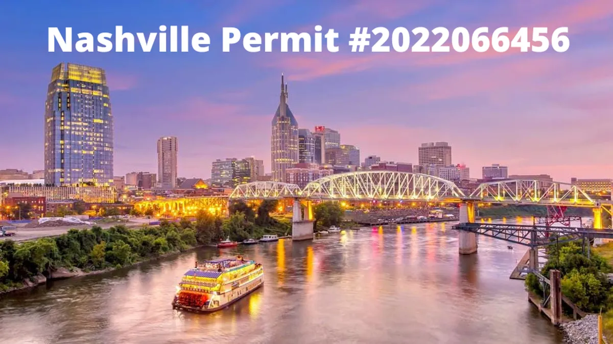 A sweeping view of the Nashville skyline at sunset, with a riverboat gliding along the river and bridges connecting the city. The lively atmosphere suggests sightseeing, river tours, and the city’s vibrant nightlife just waiting to be explored.